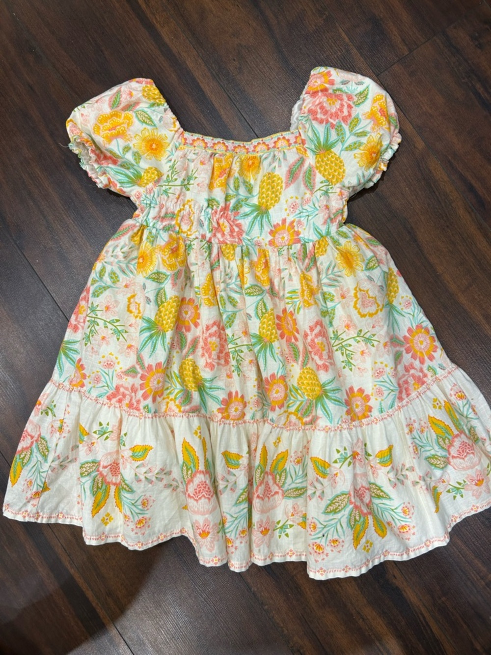 Rachel Zoe Girls Cotton Dress with Yellow Pineapple & Pink Floral Print size 8